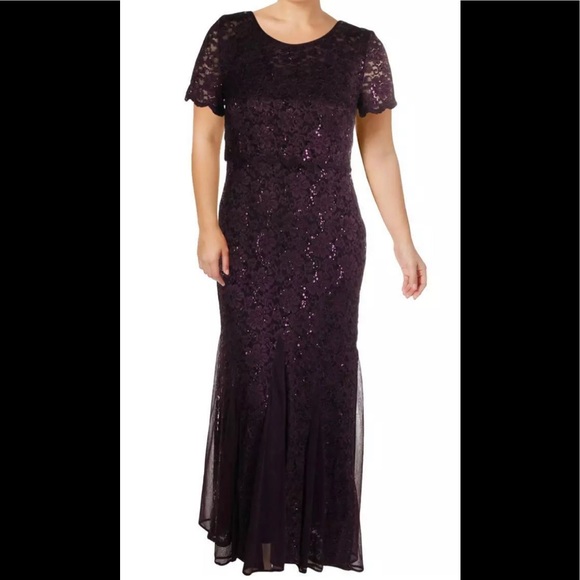 Formal Dress Plus Size 10 Purple Half sleeves R&M - Picture 5 of 5